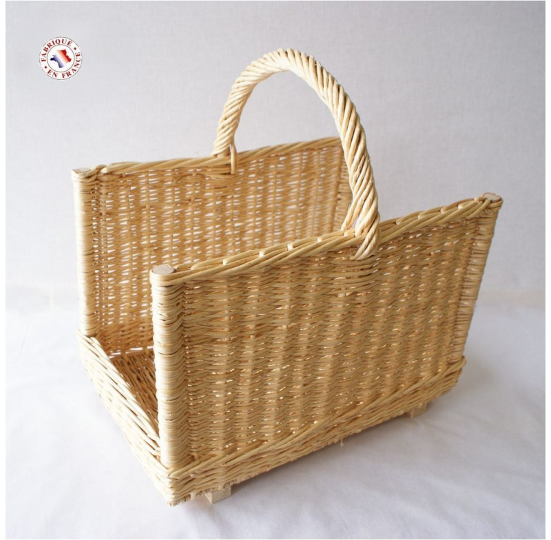 Panier en osier blanc tressé main - vannerie artisanale Candas